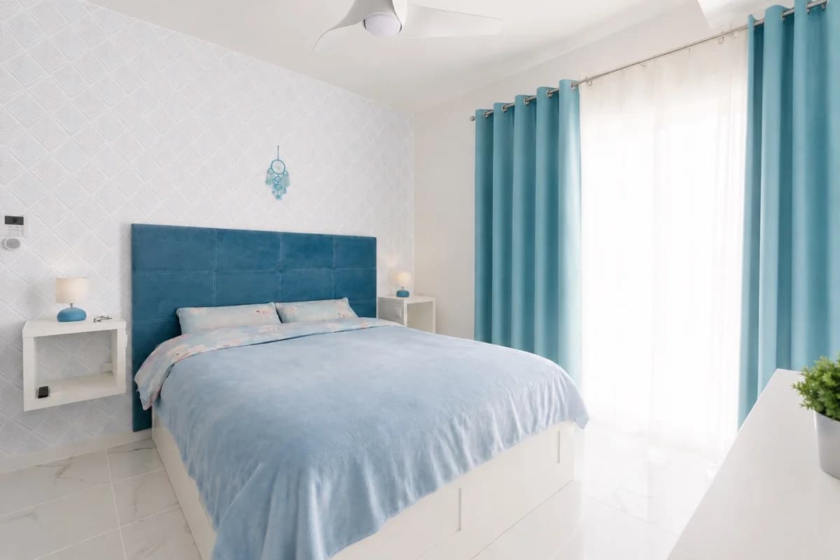 Blue double bedroom